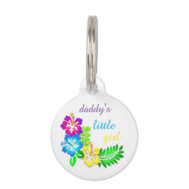 Pet Tag Garota Pai de Flores Hibiscus