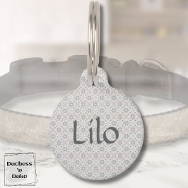Pet Tag Gray Spanish Tile Personalized 