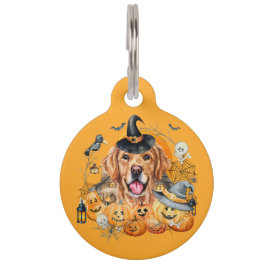 Pet Tag Halloween de Cachorro Golden Retriever Personaliza