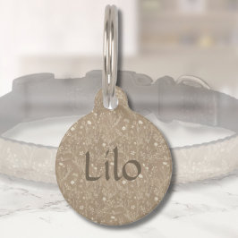 Pet Tag Identificador de Nome de Cachorro - Marrom Botânic