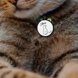 Pet Tag Linha de solteiro de silhueta de gato preto e bran