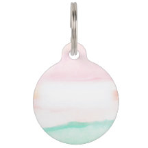 Marca de Estimação Floral em Aquarela | Rosa, Verd