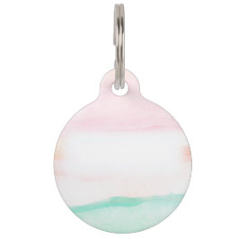 Pet Tag Marca de Estimação Floral em Aquarela | Rosa, Verd