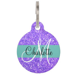 Pet Tag Monograma de espumante de pérolas