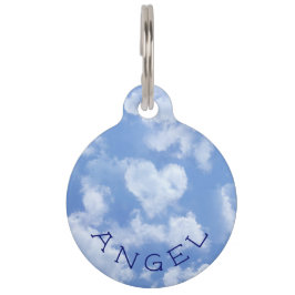 Pet Tag Nome Personalizado Azul Moderno e Azul do Heart Cl