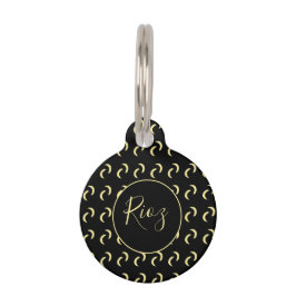 Pet Tag Padrão de Banana Nome Preto