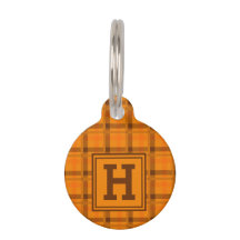 Padrão de Xadrez Laranja Monograma de Tartan Verif