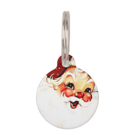 Pet Tag Papai Noel Vintage: Charme Alegre de Férias