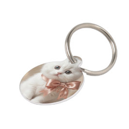 Pet Tag Regal Feline: Elegant White Kitten