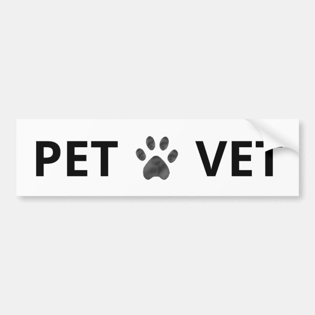 Pet Vet & paw no adesivo preto e branco para-choqu (Frente)