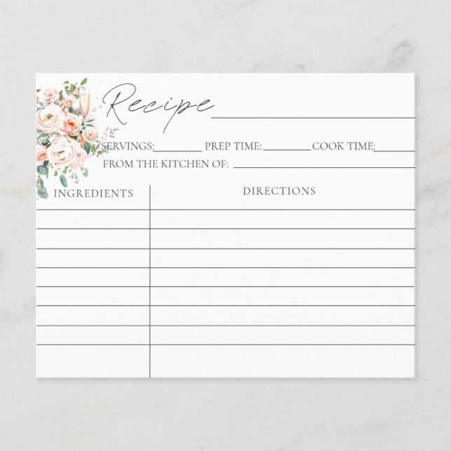 Petais E Cartões De Receita Do Chá de panela Prose (Frente)