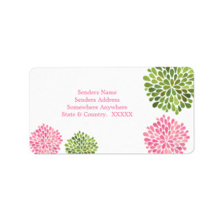Petal de Flor Rosa e Verde: Etiquetas de Endereços