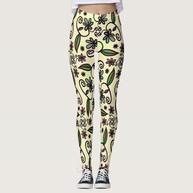 pétalas botânicas leggings (Frente)