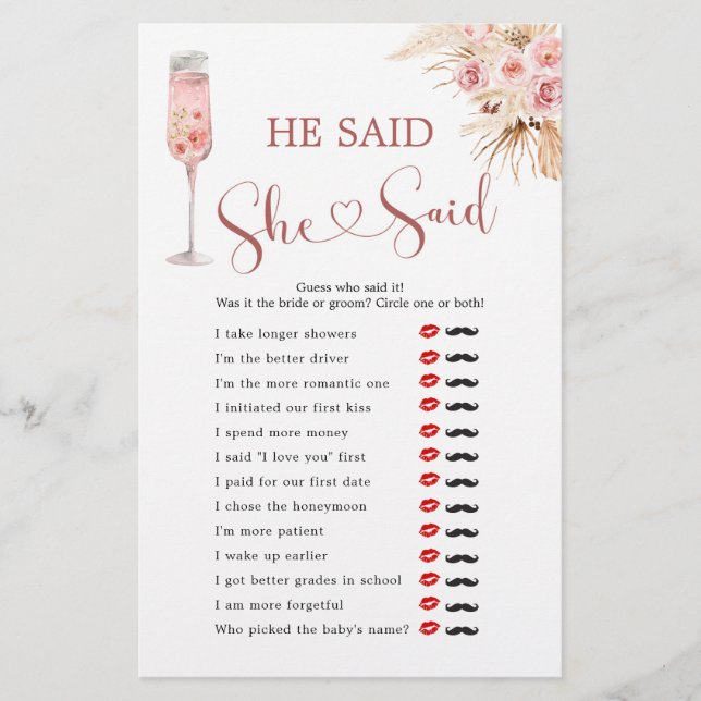 Pétalas de Boho Rosa e Prosecco Disse Que Disse (Frente)