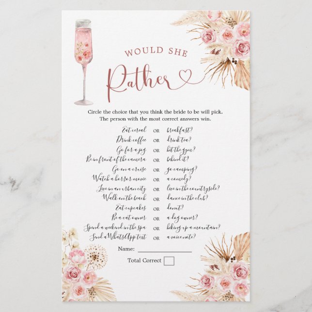 Pétalas de Boho Rosa e Prosecco Ela Preferencialme (Frente)