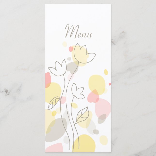 Pétalas de flores confetes modernas amarelas menu  (Frente)