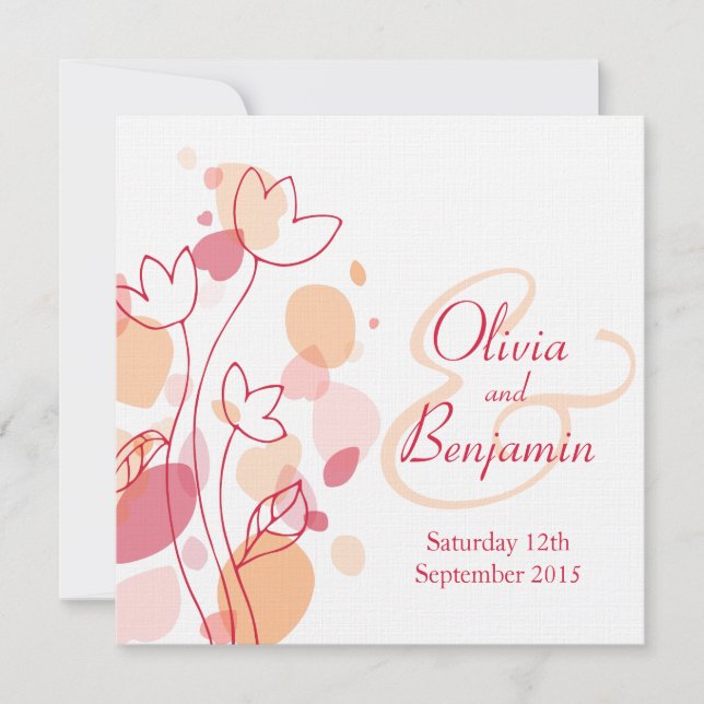 pétalas de flores modernas gráficas convite de cas (Frente)