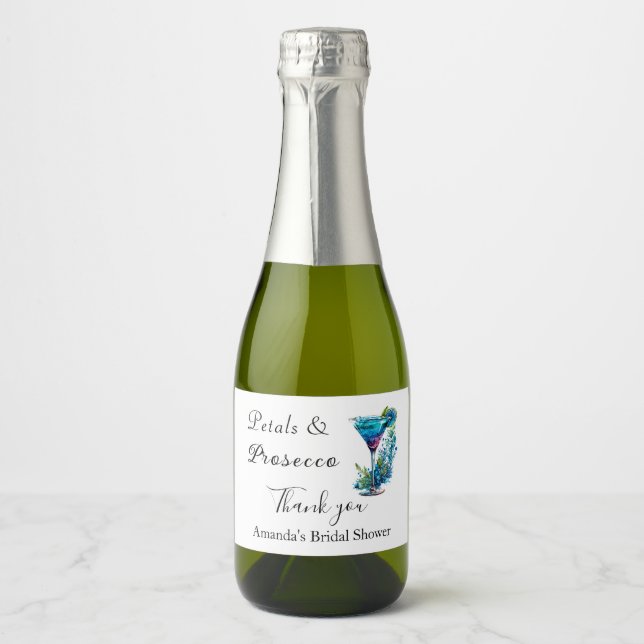 Pétalas e Prosecco Floral Azul Chá de Noiva  (Frente)