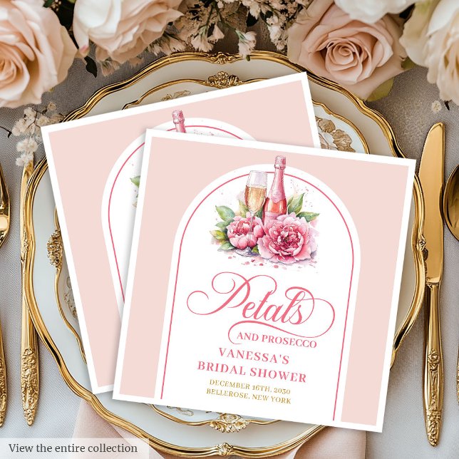 Pétalas Elegantes e Guardanapos Personalizados Pro (Stylish Petals and Prosecco Personalized Napkins)