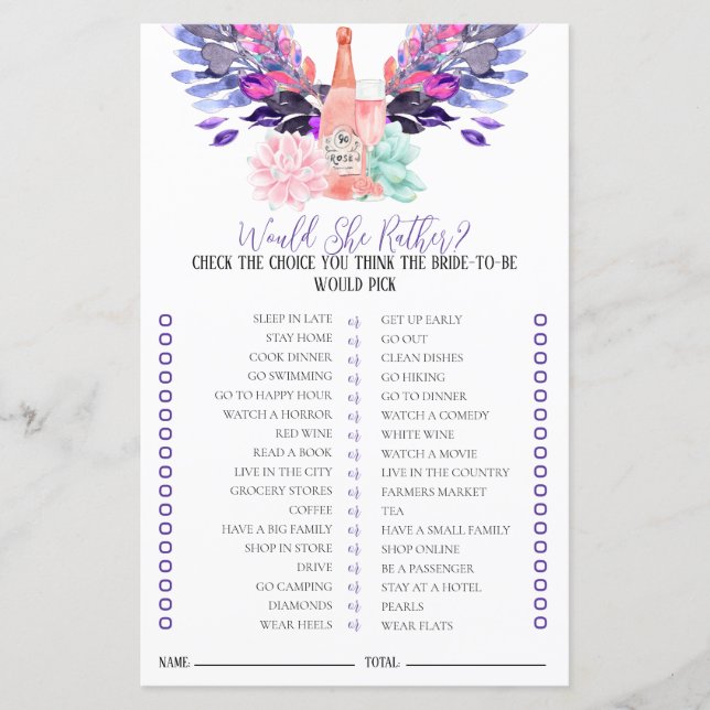 Petals & Prosecco Bridal Game Ela Preferencialment (Frente)