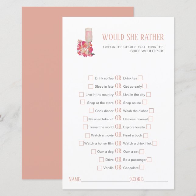 Petals & Prosecco Chá de panela Ela preferencialme (Frente/Verso)