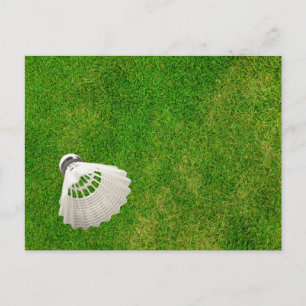 Peteca de Badminton na Grama Verde Cartão Postal