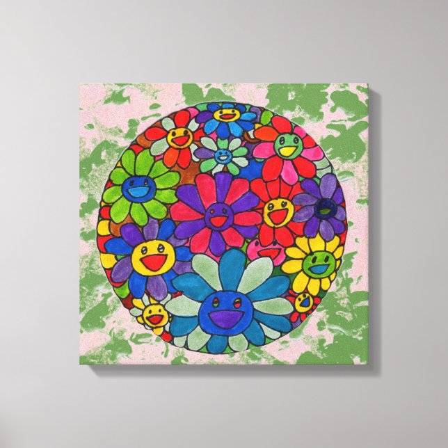 "peter max art style", canvas de bola de flores so (Frente)