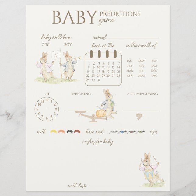 Peter, o jogo de adivinhação do Chá de fraldas do  (Frente)