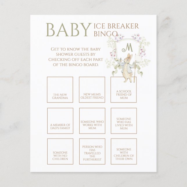 Peter o Rabbit Baby Ice Breaker Bingo (Frente)