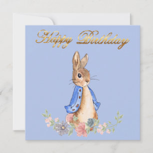 Peter o Rabbit com Dourado texto de aniversário fe