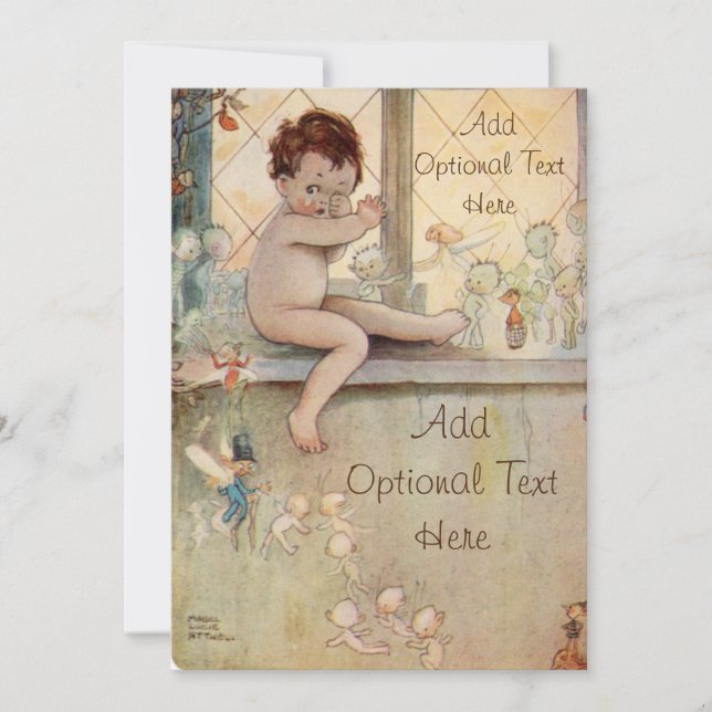 Peter Pan na janela com fadas - Convite (Frente)