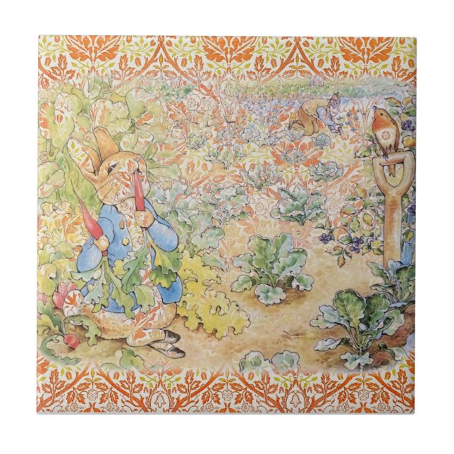 Peter Rabbit Beatrix Potter em Azulejo de cerâmica (Frente)