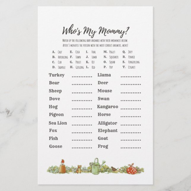 Peter Rabbit | Quem é a minha Mamãe? | Jogo Chá de (Frente)