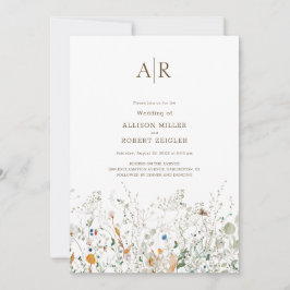 Petite Wildflower Monograma Convite para Casamento