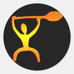 Petroglyph havaiano do homem da pá - etiqueta