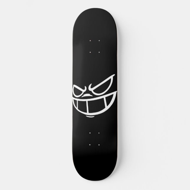 Phantom Smile™ Skateboard Deck Preto e Branco (Frente)