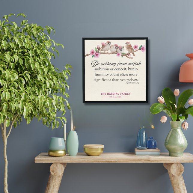 Philippians 2:3 Scripture Impressão Birds e Blosso (Criador carregado)