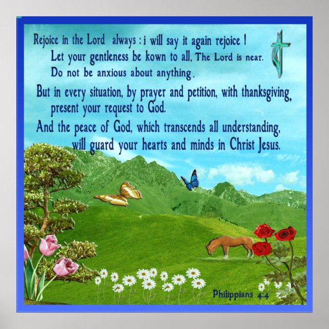 Philippians 4:4 Scripting poster (Frente)