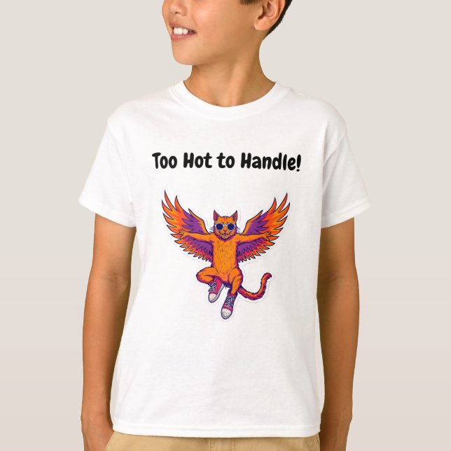 Phoenix Cat Kids T-Shirt – Magical Fire Kitty (Frente)