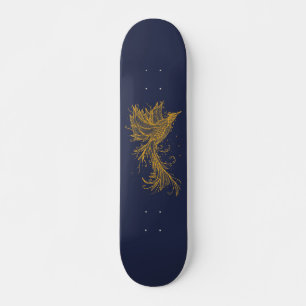 Phoenix dourado no skate azul