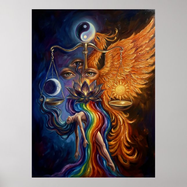 Phoenix & Lotus Spiritual Art Poster (Frente)