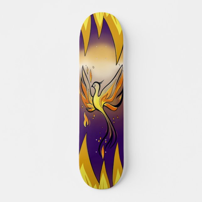 Phoenix Rise – Minimal Flame Skateboard (Frente)