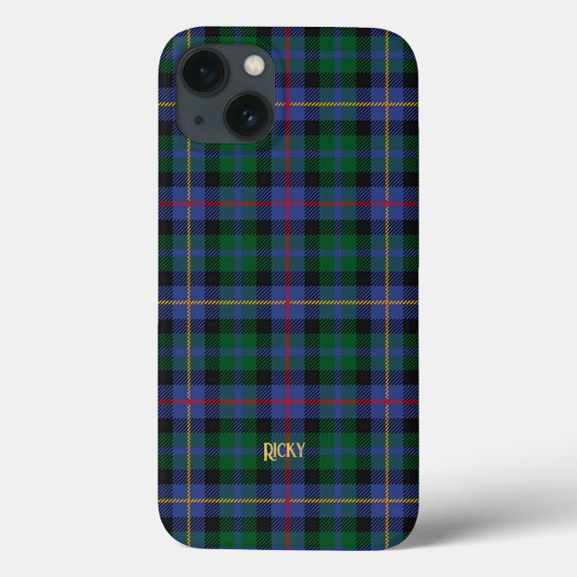 PhoneCase verde azul com nome ou iniciais (Verso)