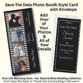 Photo Booth Style Save The Date Black White Card