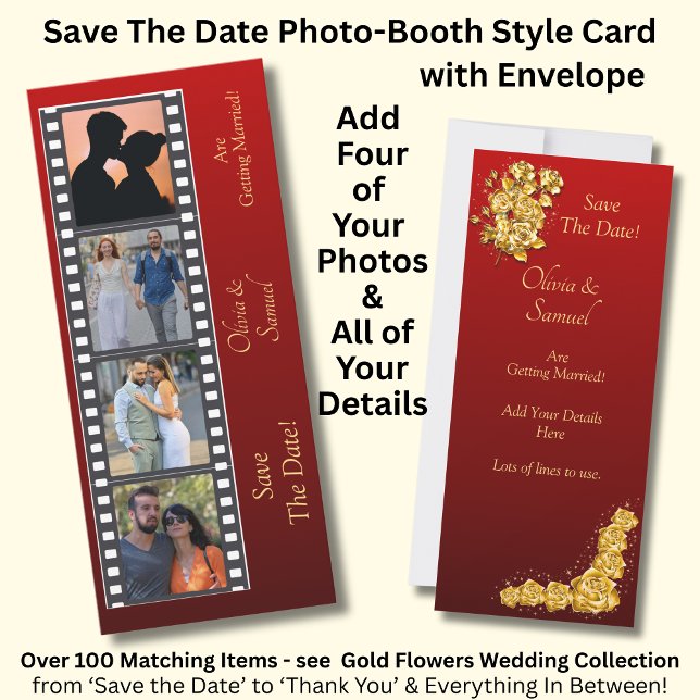 Photo Booth Style Save The Date Flat Card (Criador carregado)