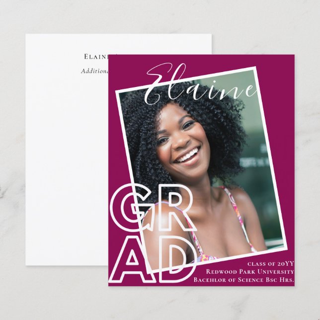 PHOTO - Classe Moderna do Anúncio de Graduação do  (Frente/Verso)