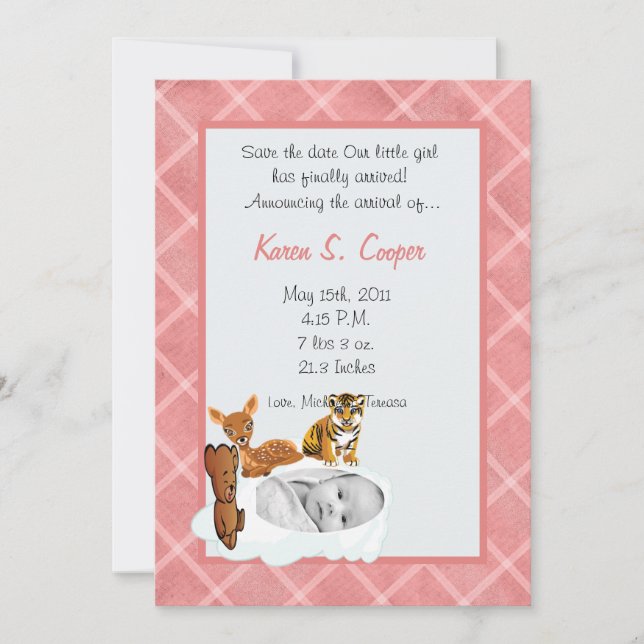 PHOTO de Cloud Rapariga 5x7 no Anúncio de Nascimen (Frente)