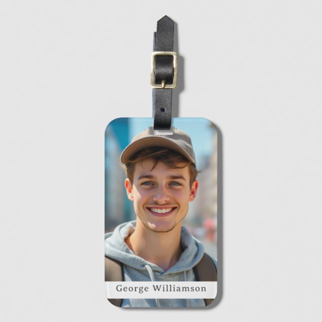 photo luggage tags with custom name  (Frente Vertical)