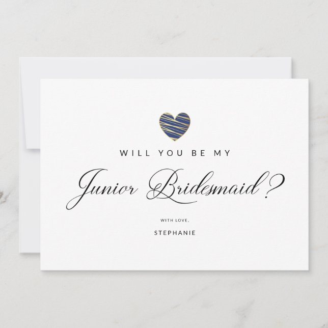 Photo Will You Be My Junior Bridesmaid Navy Heart (Frente)
