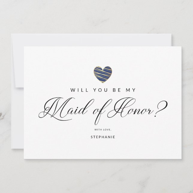 Photo Will You Be My Maid of Honor Navy Heart (Frente)